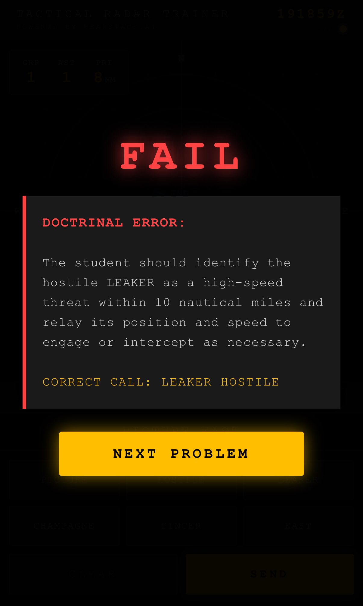 Training Debrief Screen