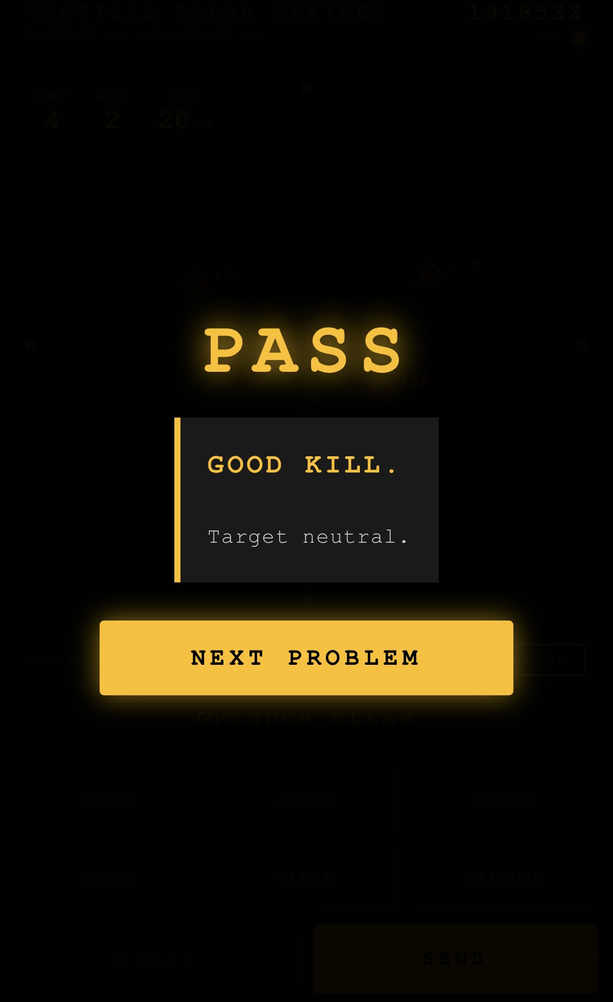 Training Success Screen